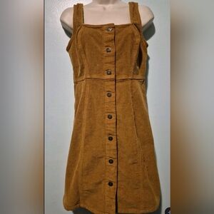 SO Brown Corduroy Sleeveless Jumper Dress Women's Sz Med Classic